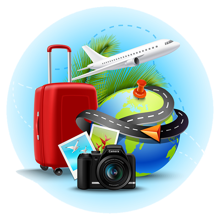 Happy Traveler with Luggage